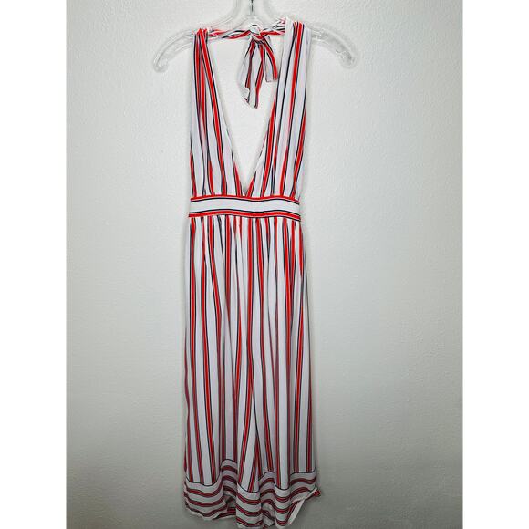 Urban Outfitters Raven White Red Blue Striped Halter Romper Jumpsuit S - Picture 2 of 15